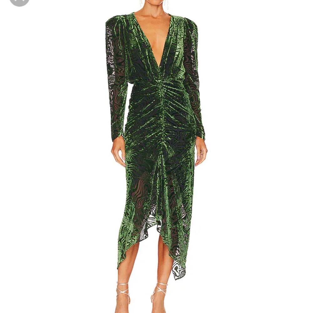 RONNY KOBO Elegant Green Velvet Dress Size XS - Picture 1 of 13